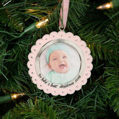 Babys 1st Photo Frame Ornament - Pink