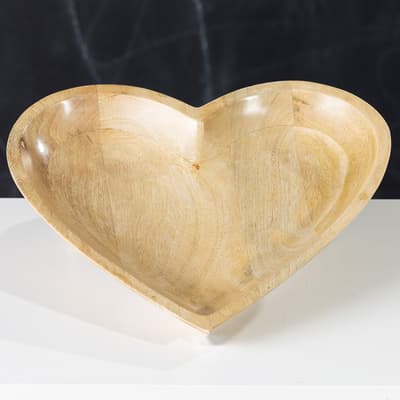 Wood Heart Serving Bowl