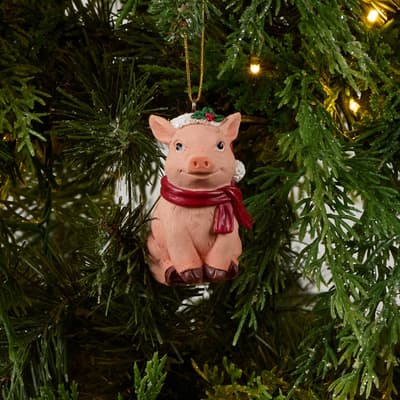 Pig In Santa Hat Ornament