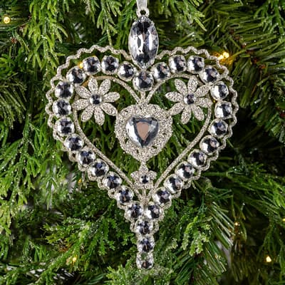 Large Jewel Beaded Heart Ornament