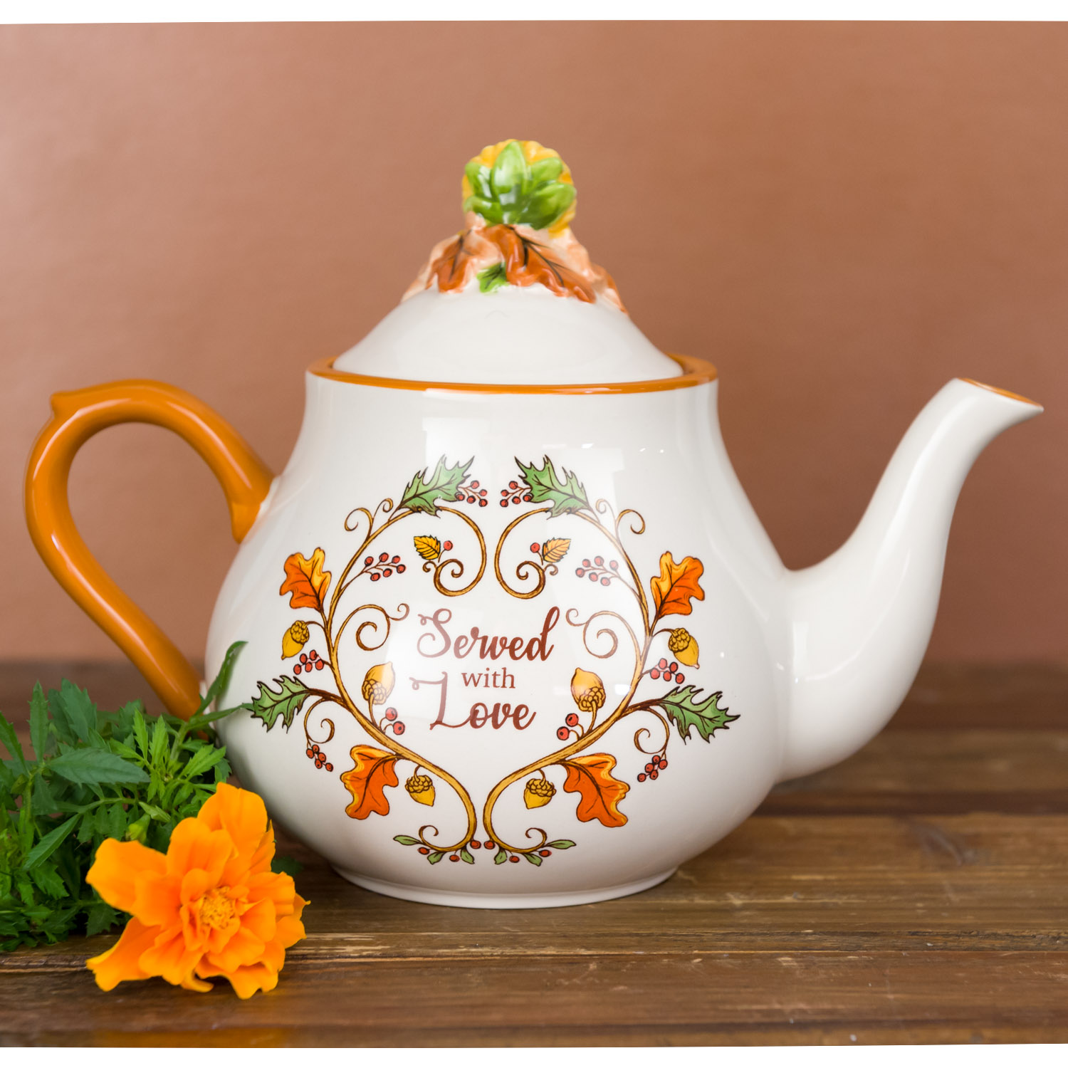 Stoneware Harvest Teapot Cracker Barrel