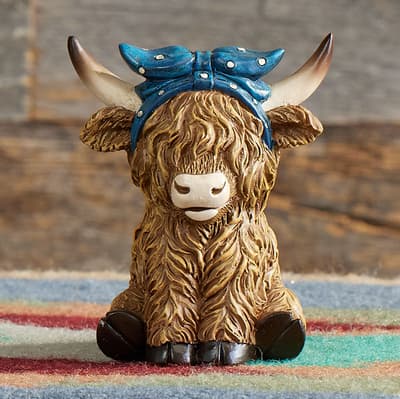 Highland Cow Girl Figurine