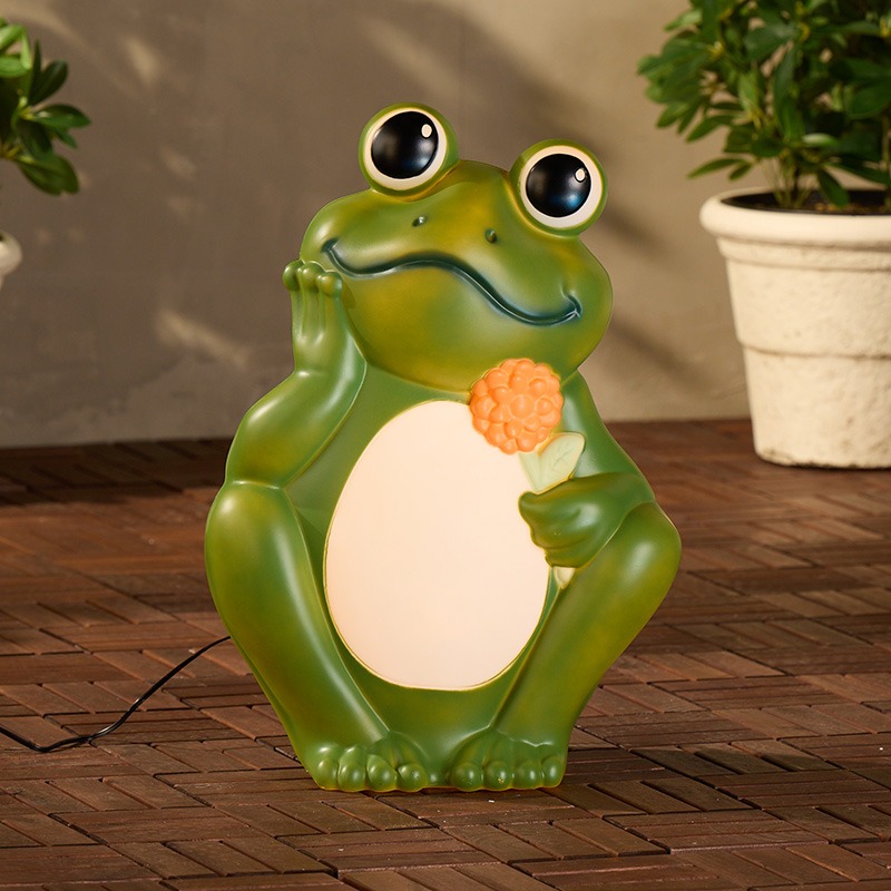 Frog with Orange Flower Blow Mold - Cracker Barrel