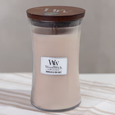 WoodWick&reg; 21.5 Oz. Vanilla & Sea Salt Hourglass Jar