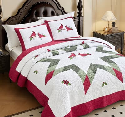 Cardinal Pieced Queen Quilt