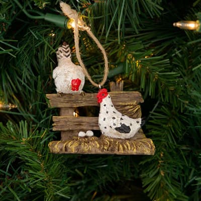 Chickens with Fence Ornament