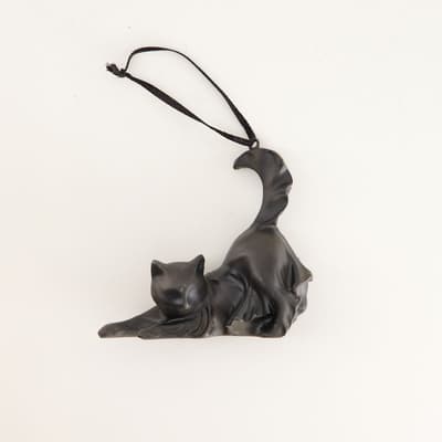 Resin Ghost Black Cat Ornament