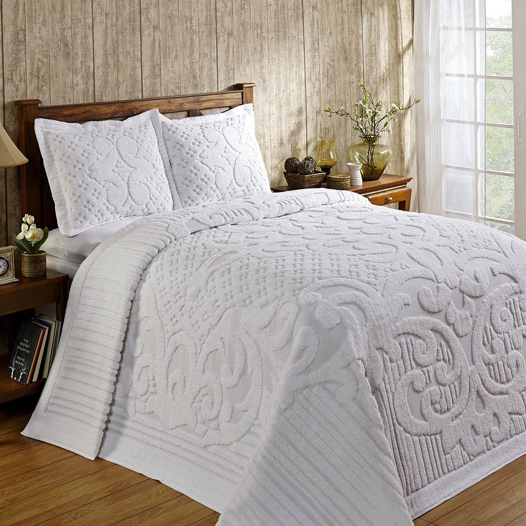 Ashton White Tufted Chenille Bedspread - Twin - Cracker Barrel