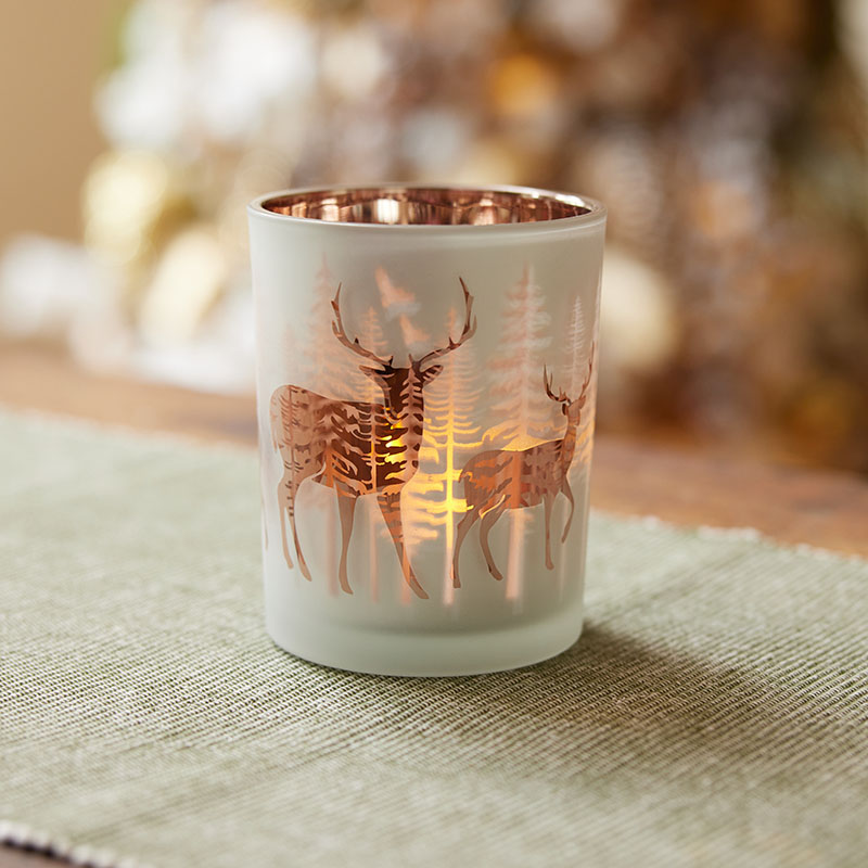 Glass Candle Holder with LED Tealight Cracker Barrel