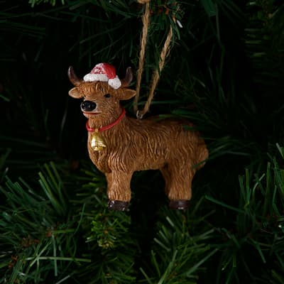 Resin Highland Cow Ornament