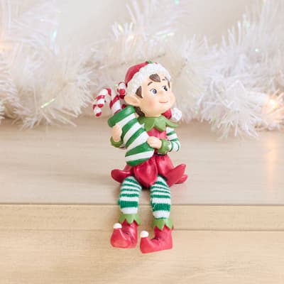 Elf with Candy Cane Sitter