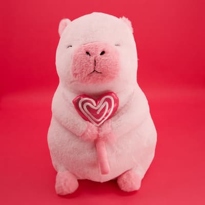 Pink Capybara Jumbo Valentine's Plush