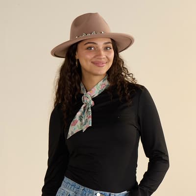Taupe Bling Band Fedora