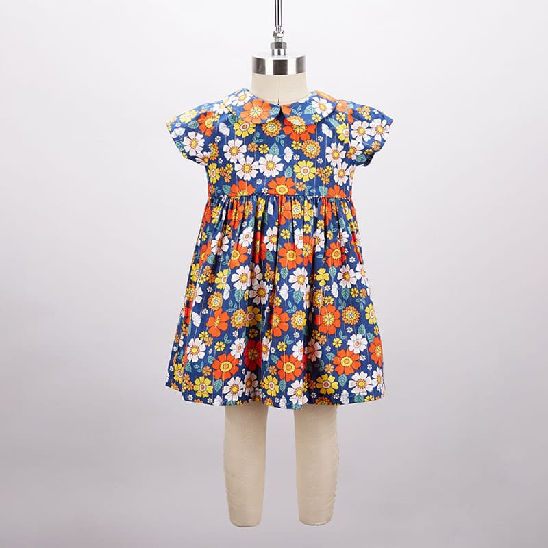 Fawn Floral Print Baby Frock With Jacket - Sheetal Collection