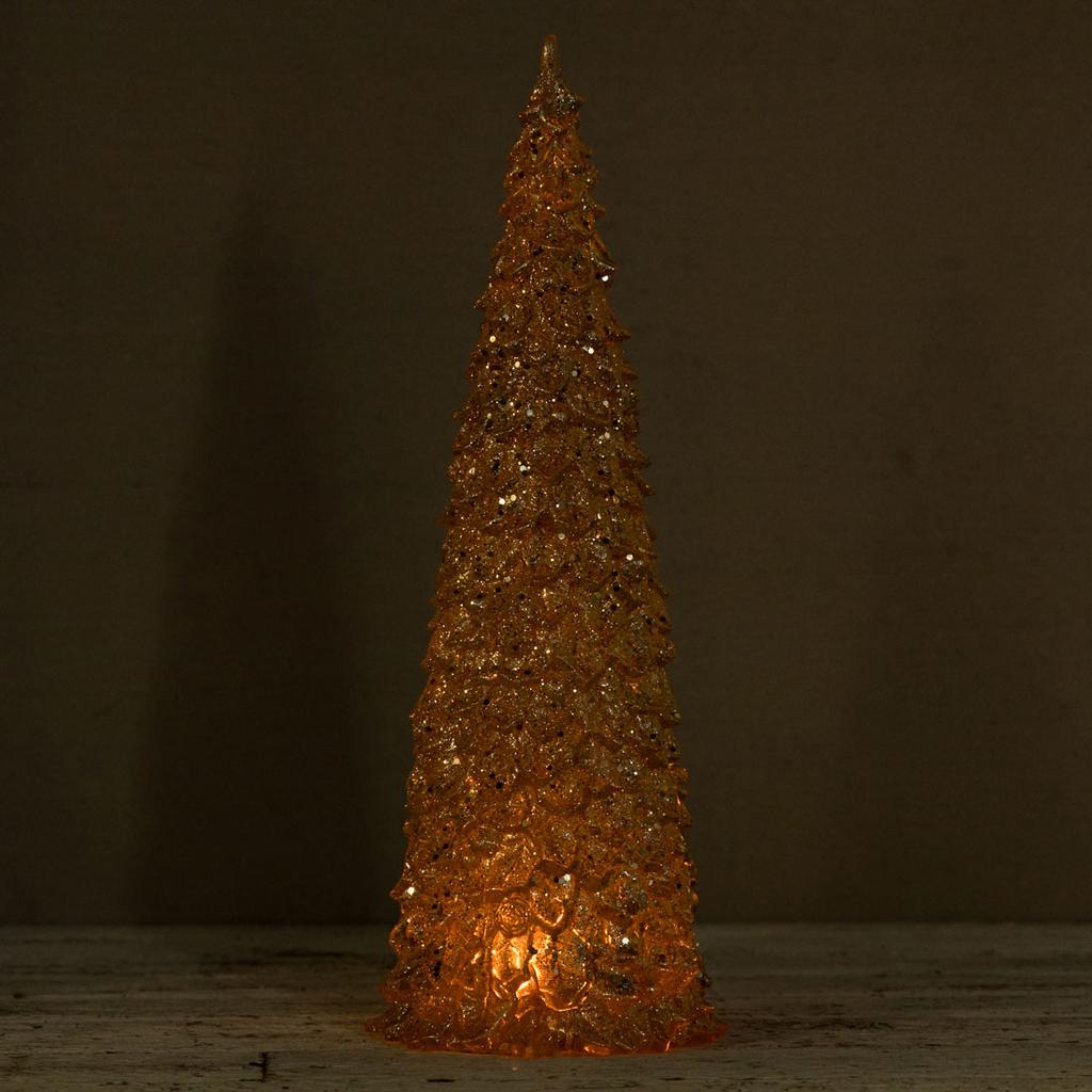 Light-up Gold Glitter Tree Elegant Christmas - Cracker Barrel