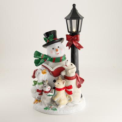 Snowman with Carolers Lamp Post