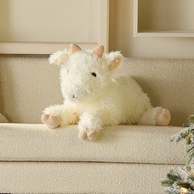 Jumbo Fuzzy White Goat Plush