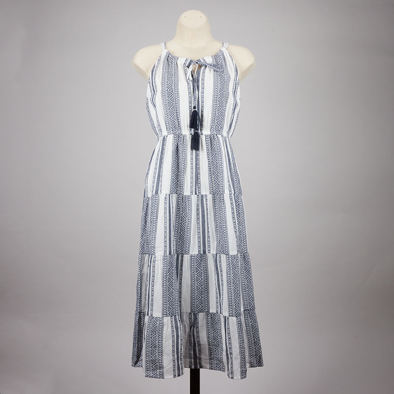 Blue and White Striped Tiered Dress - Cracker Barrel