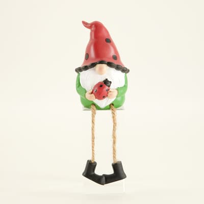 Gnome with Ladybug Shelf Sitter
