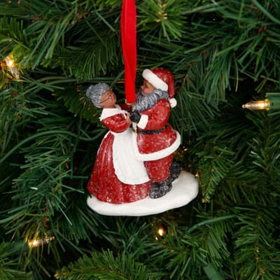 African American Mr. and Mrs. Santa Dancing Ornament
