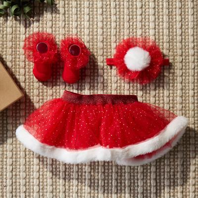 Infant Sparkle Faux Fur Trim Tutu Skirt Set
