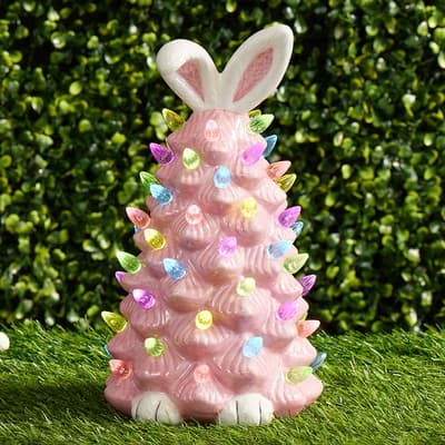 Light Up Ceramic Easter Bunny Tree