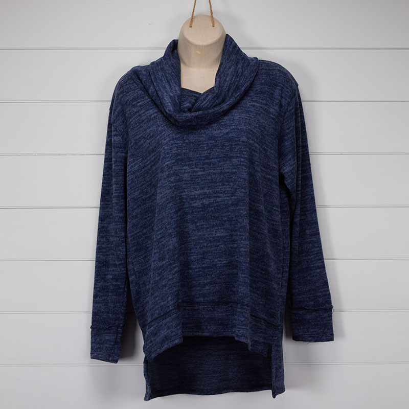 Navy Blue Cowl Neck Tunic - Cracker Barrel