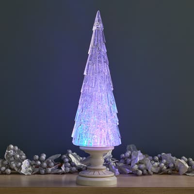 Acrylic Tree White Base Glitter Globe