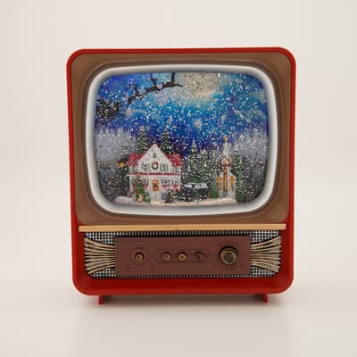 LED Christmas Village TV Glitter Globe