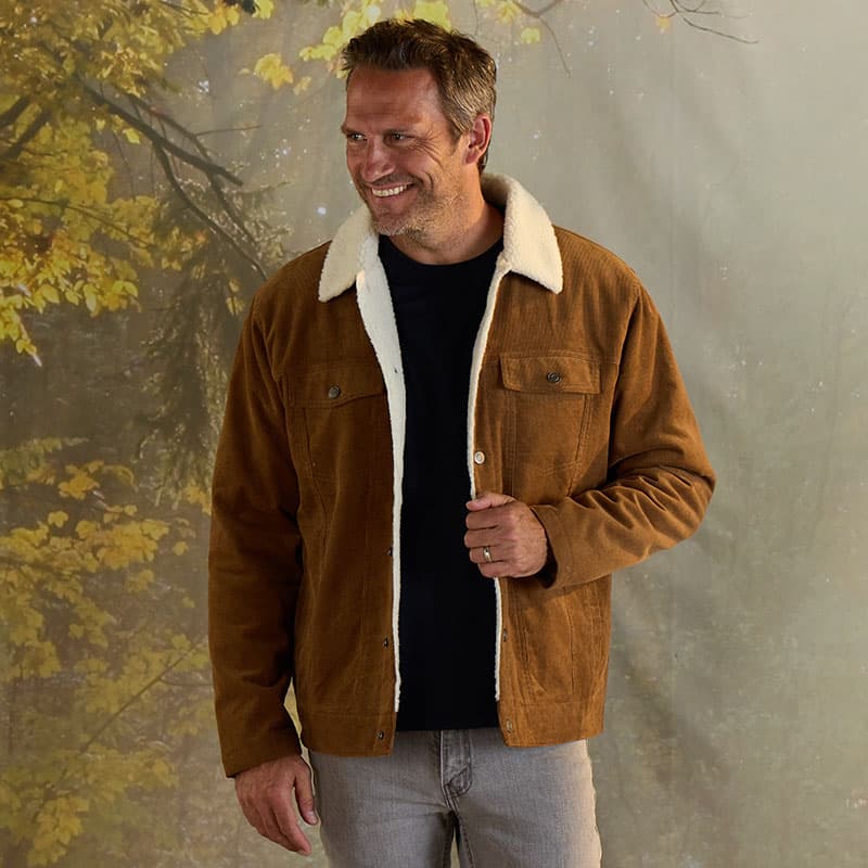 Brown Corduroy Jacket with Sherpa Liner Cracker Barrel