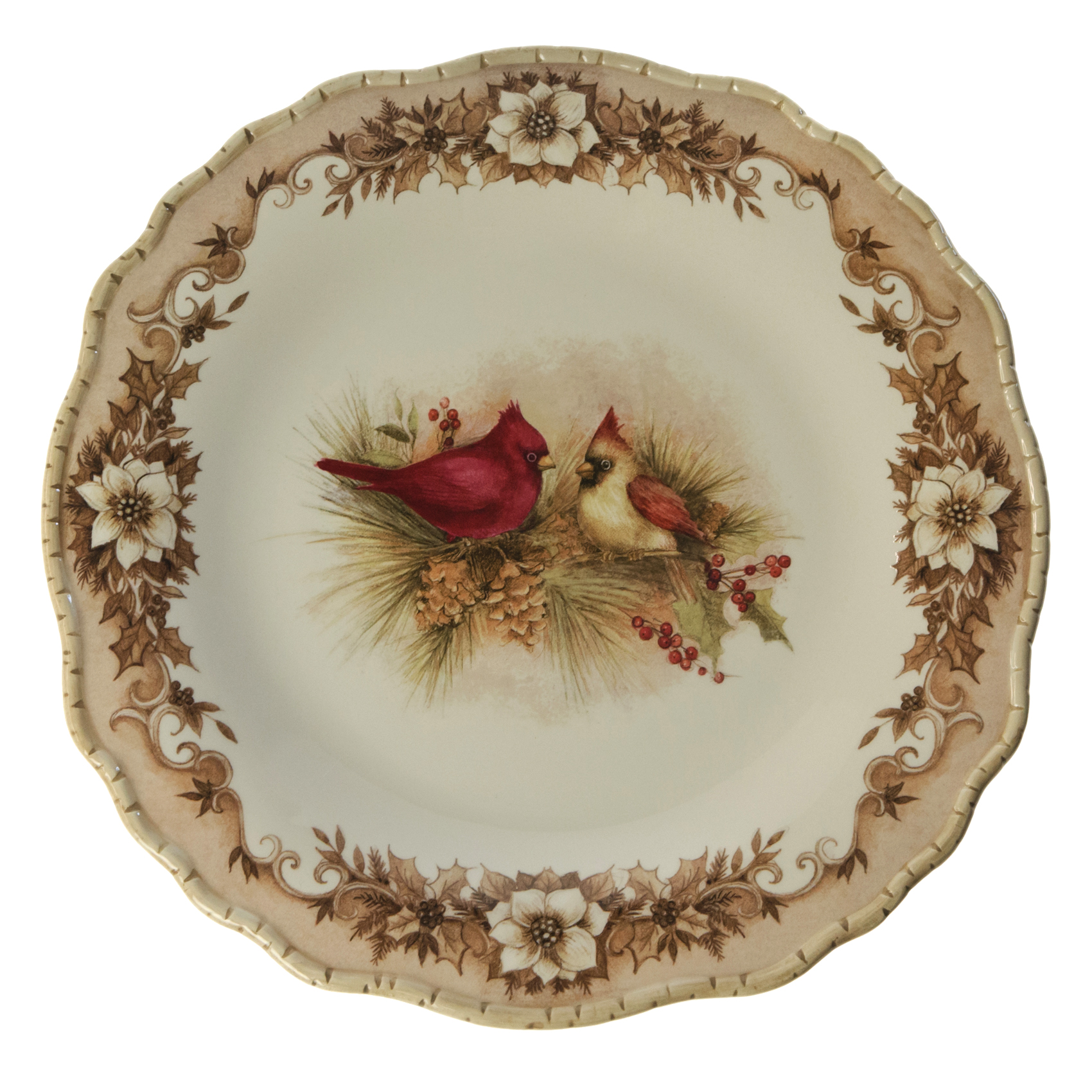 Stoneware Cardinal Dinner Plate Woodland Christmas Cracker Barrel Old Country Store Cracker Barrel