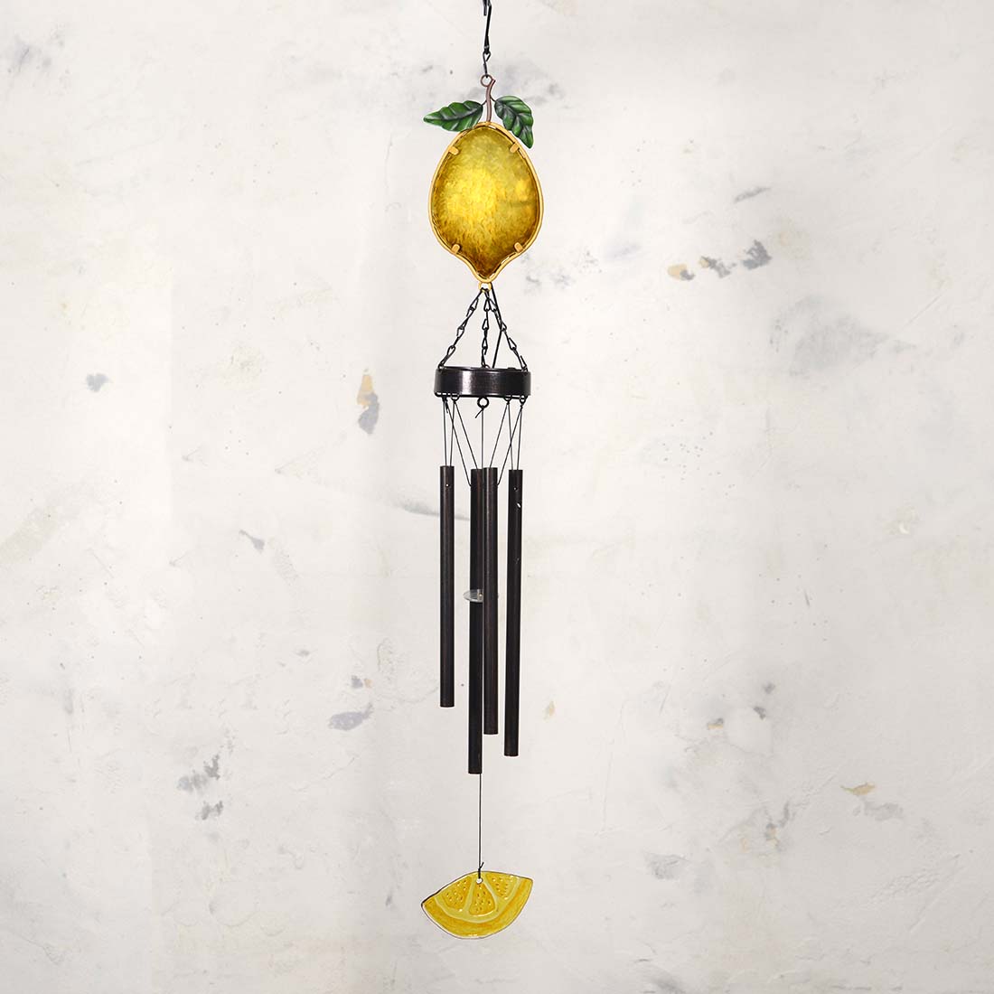 Solar Glass Lemon Wind Chime Cracker Barrel