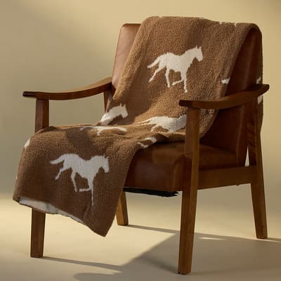 Horse Pattern Knit Throw