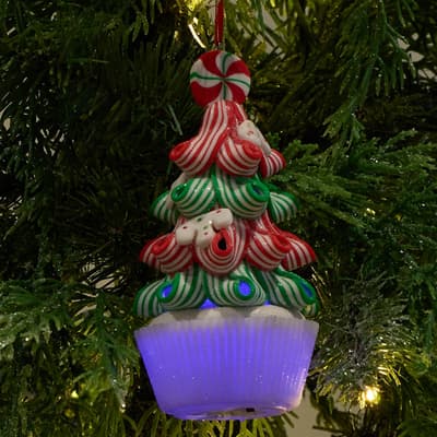 Light Up Tree On Cupcake Ornament