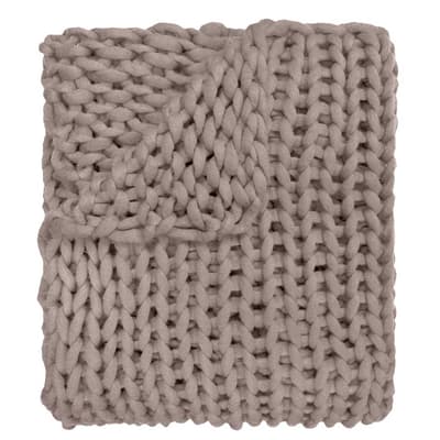 Chunky Knitted Throw - Taupe