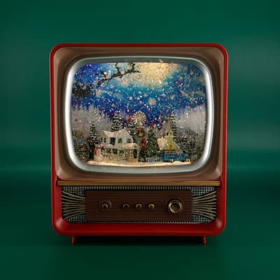 Christmas Village Tv Glitter Globe