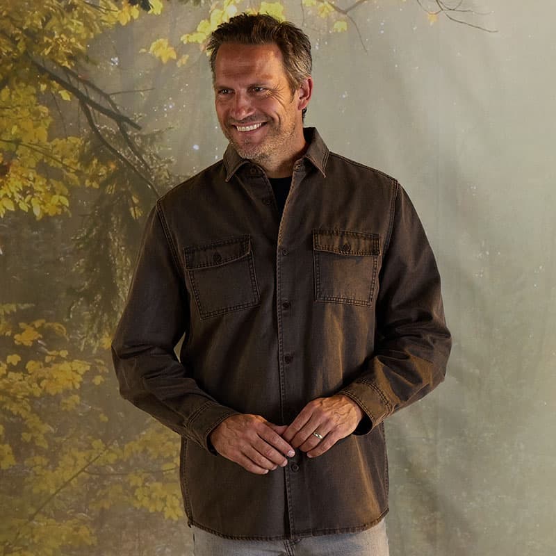 Long Sleeve Waxed Brown Shirt - Cracker Barrel