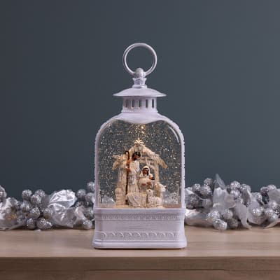 African American Nativity Glitter Globe