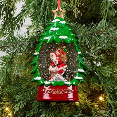 LED Tree with Santa Glitter Globe Ornament