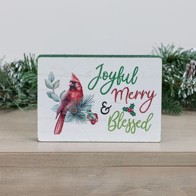 Joyful Merry Blessed Block Sign