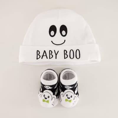 Infant Boo Hat and Sock Set