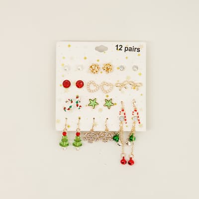 12 Pack Holiday Icon Earrings