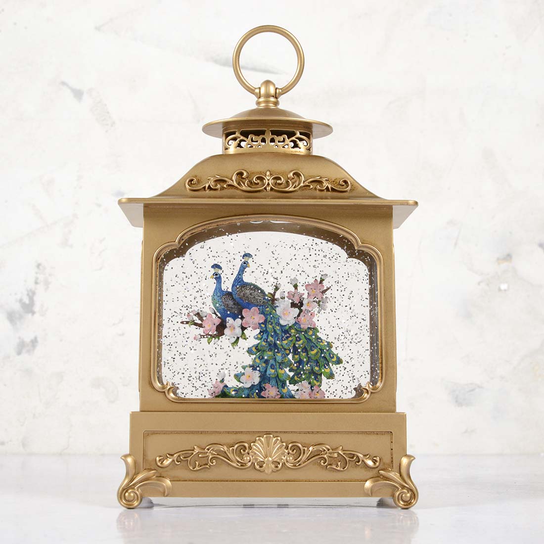 Peacock Lantern Glitter Globe Cracker Barrel