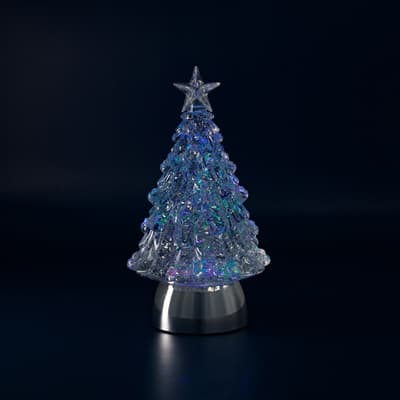 LED Silver Base Tree Glitter Globe