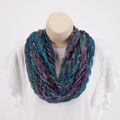 Blue and Purple Lurex Infinity Scarf