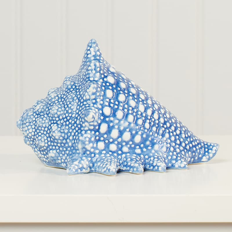 Large Blue Ceramic Decorative Shell - Cracker Barrel