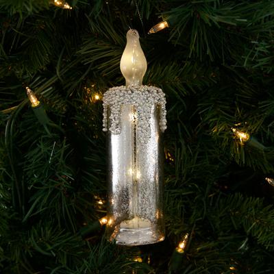Light Up Glass Candle Ornament