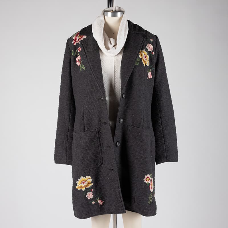 Charcoal Embroidered Coat