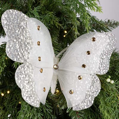 White Butterfly Clip Ornament
