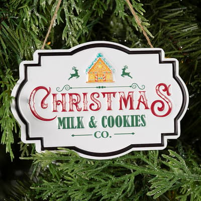 Milk & Cookies Metal Sign Ornament